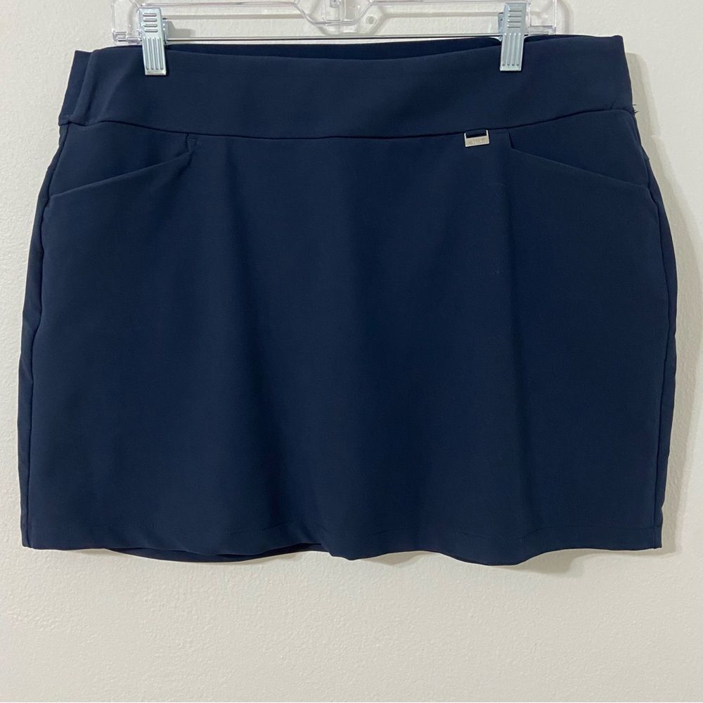 Greg Norman Navy Blue Mini Athletic‎ Skirt Womens L Performance Activewear Golf